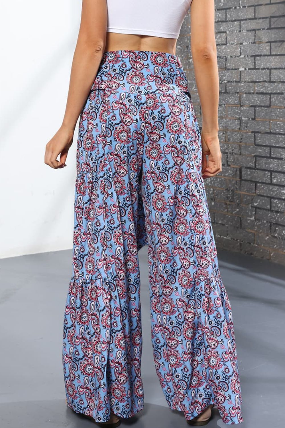 Printed High-Rise Tied Culottes/Pants