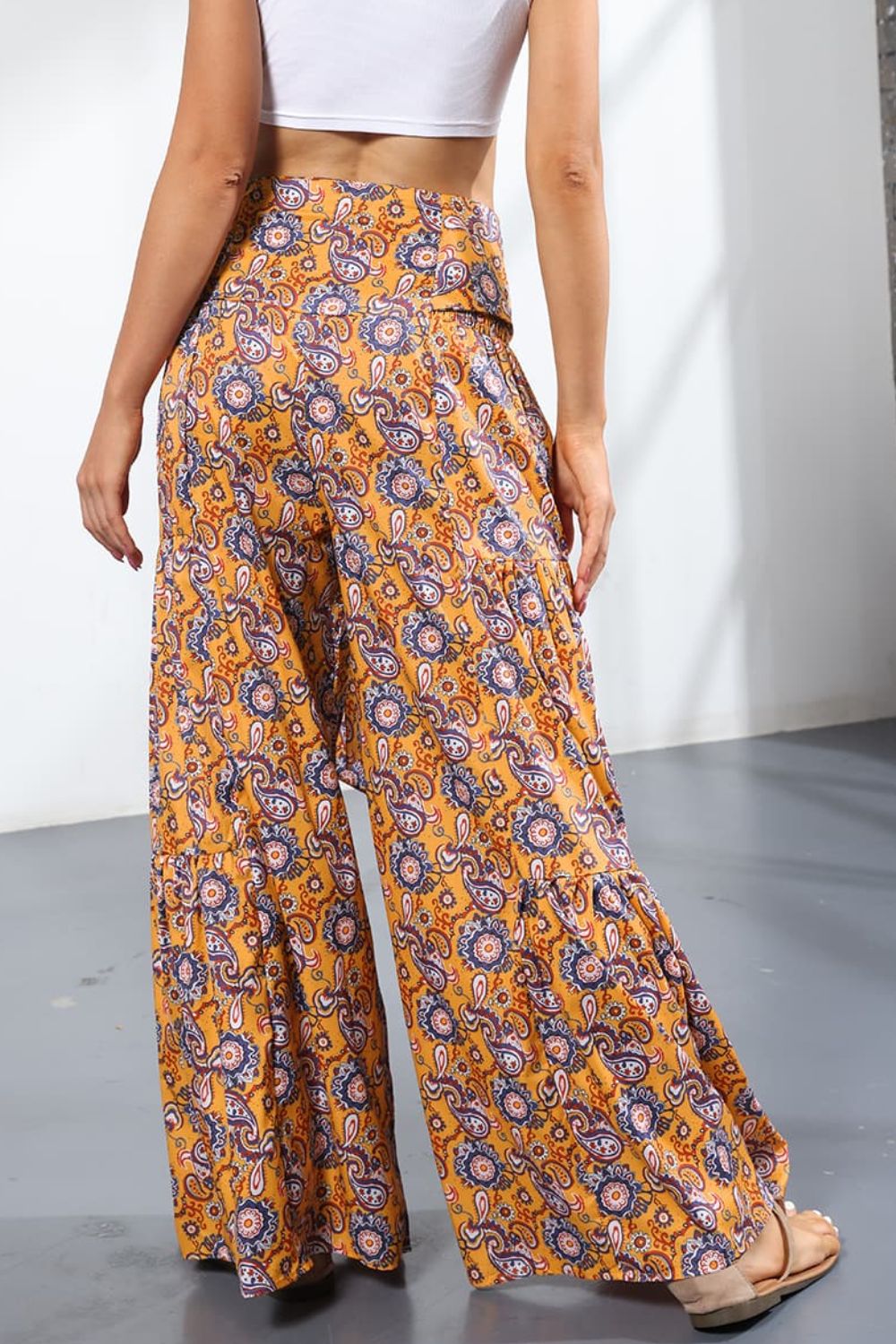 Printed High-Rise Tied Culottes/Pants