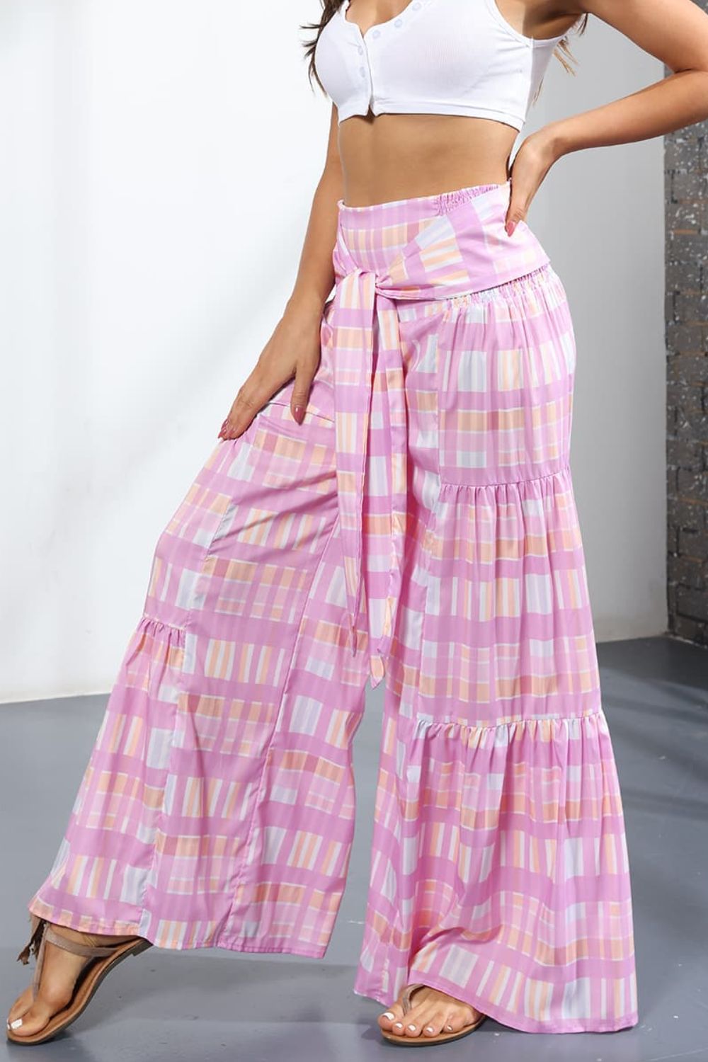 Printed High-Rise Tied Culottes/Pants