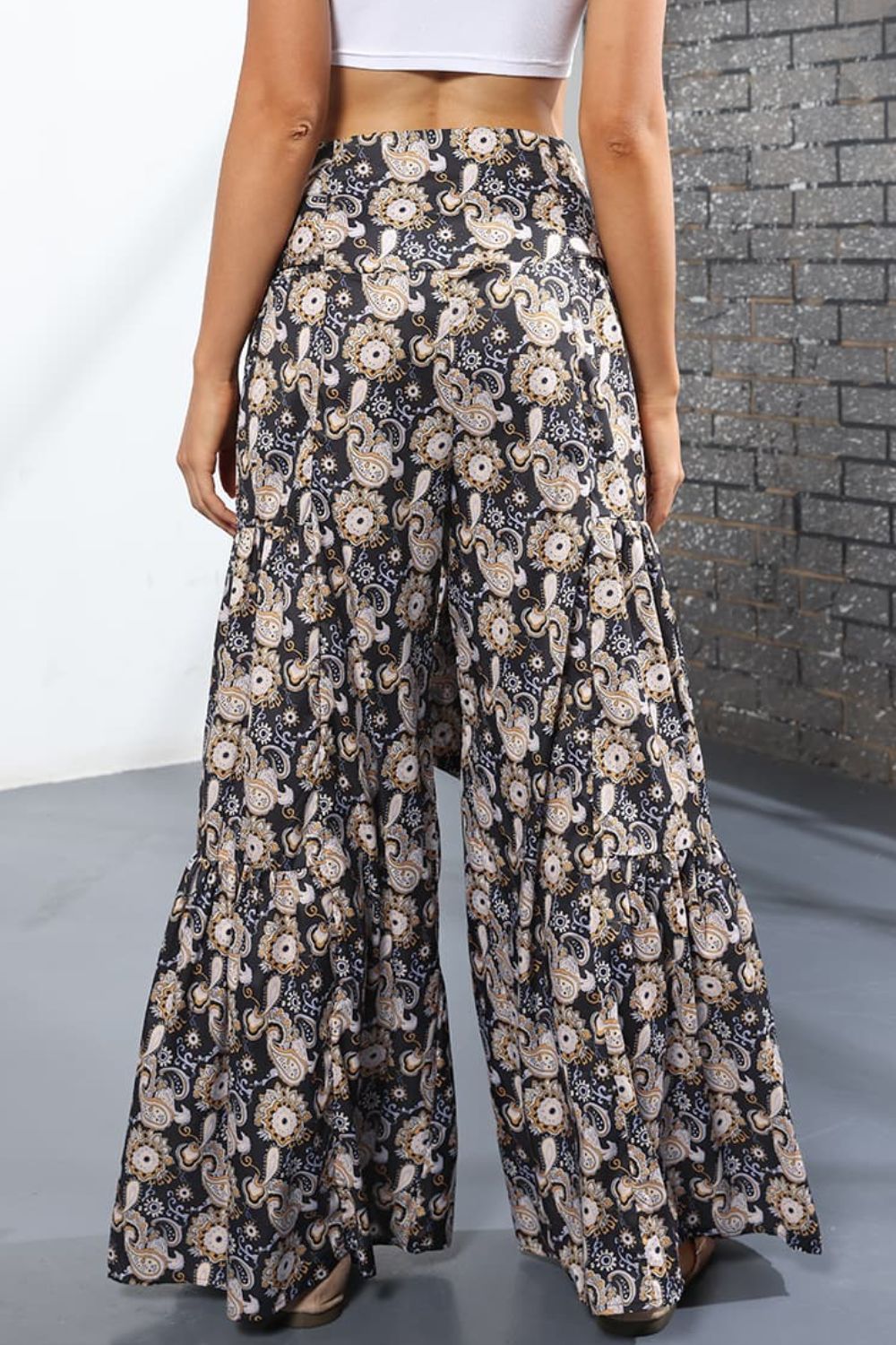 Printed High-Rise Tied Culottes/Pants