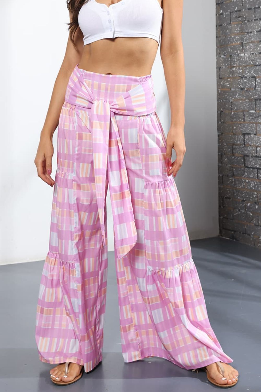 Printed High-Rise Tied Culottes/Pants