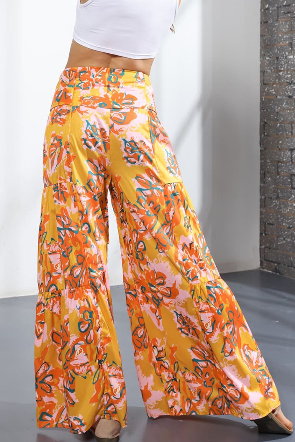 Printed High-Rise Tied Culottes/Pants