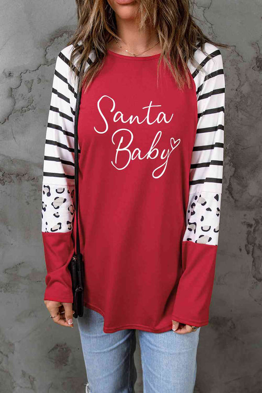 SANTA BABY Christmas Graphic Long Sleeve T-Shirt