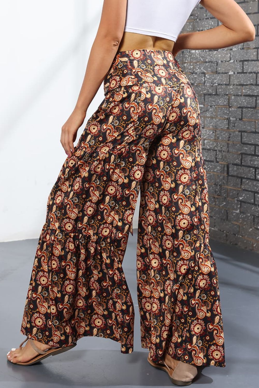 Printed High-Rise Tied Culottes/Pants