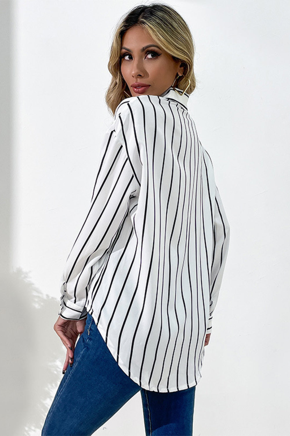 Vertical Stripes Button Down Top