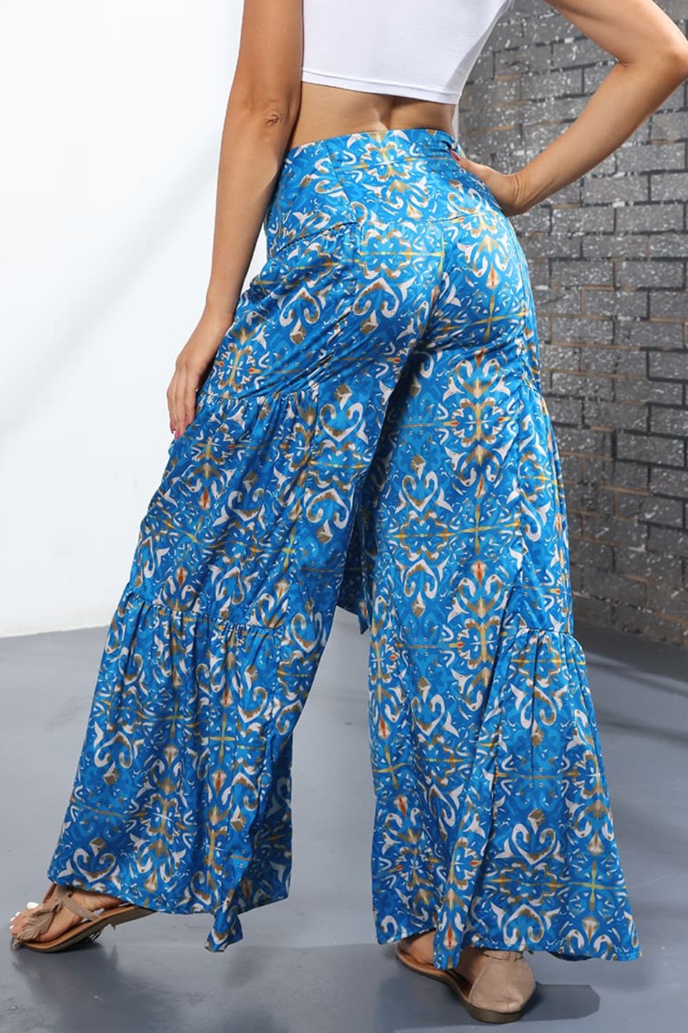 Printed High-Rise Tied Culottes/Pants