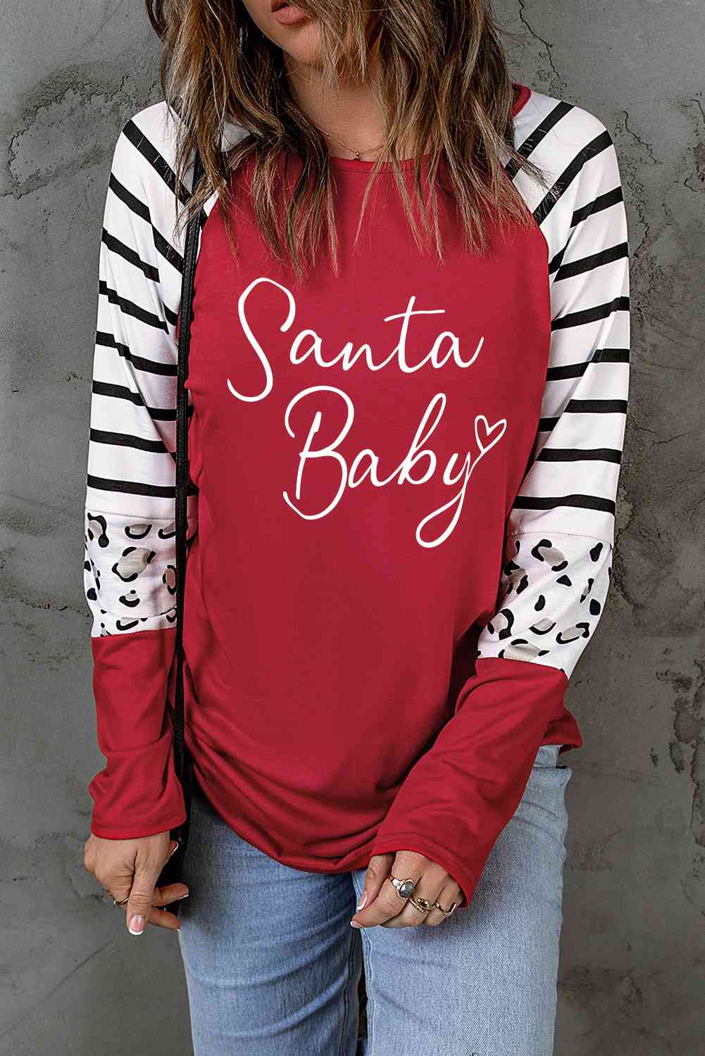 SANTA BABY Christmas Graphic Long Sleeve T-Shirt